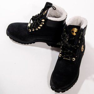 Timberland 6-inch Shearling Black Boots size 9